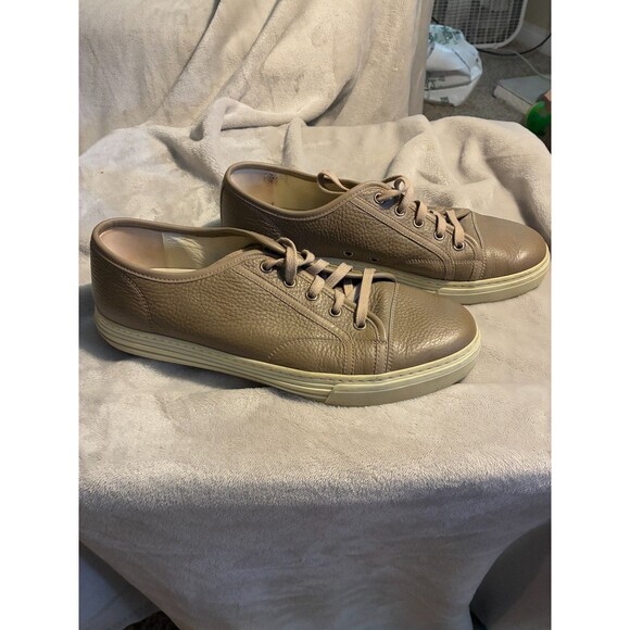 Gucci Men’s Leather Sneakers 295295 Tan Khaki Shoes US 9 EU 43 Made in Italy - Picture 8 of 8